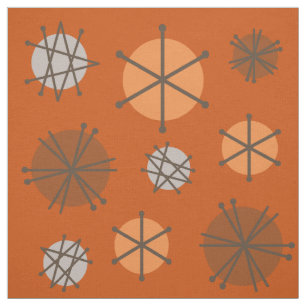 Mid Century Modern Starbursts Burnt Orange Fabric