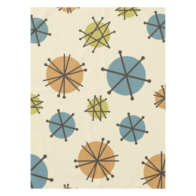 Mid Century Modern Starbursts Multicolored Tablecloth (Front)