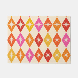 Mid Century Modern Starbursts on Retro Diamonds Doormat