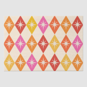 Mid Century Modern Starbursts on Retro Diamonds Tissue Paper