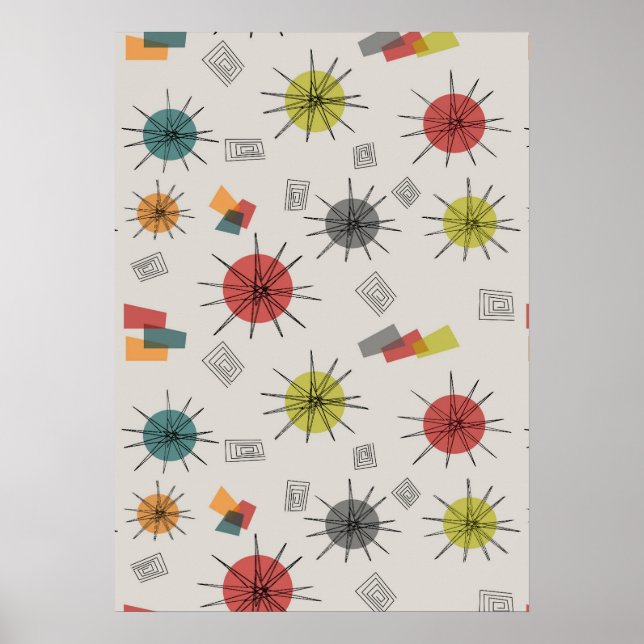 Mid-Century Modern Starbursts Poster (Front)