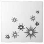 Mid-Century Modern Starbursts | Silver Tile<br><div class="desc">Mid-century modern inspired design featuring vintage retro starbursts in shades of silver grey on a white background. Simple,  clean modern design.</div>
