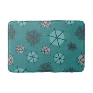 Mid Century Modern Starbursts Teal Bath Mat