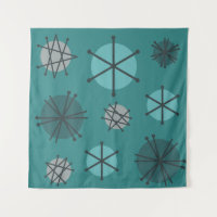 Mid Century Modern Starbursts Teal