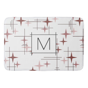 Mid Century Modern Stars Pink Bath Mat