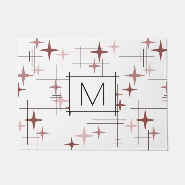 Mid Century Modern Stars Pink Doormat (Front)