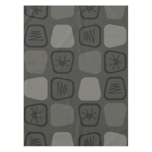 Mid Century Modern Stretched Squares Black Tablecloth
