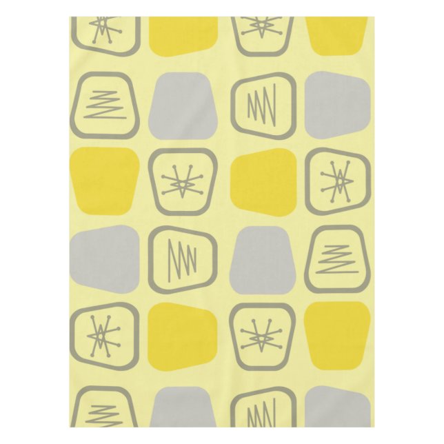 Mid Century Modern Stretched Squares Yellow Tablecloth (Front)