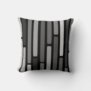 Mid Century Modern Stripes Black Cushion
