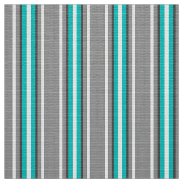 Mid-Century Modern Stripes, Grey and Turquoise Fabric (Swatch)