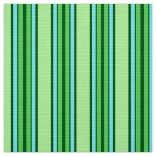Mid-Century Modern Stripes, Lime Green and Aqua Fabric