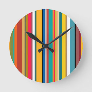 Mid-Century Modern Stripes  Round Clock