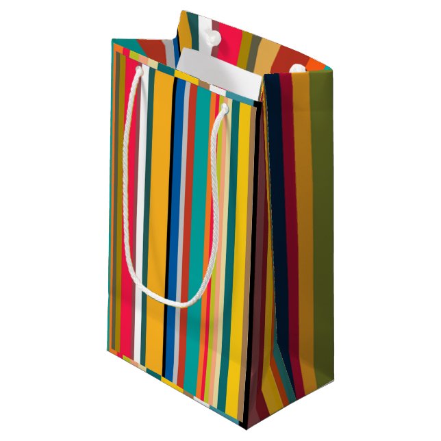 Mid-Century Modern Stripes  Small Gift Bag (Front Angled)