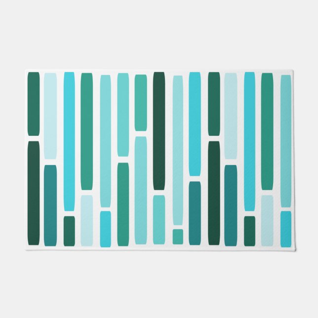 Mid Century Modern Stripes Turquoise Doormat (Front)