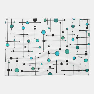Mid-century modern style Aqua Blue Dot Tea Towel