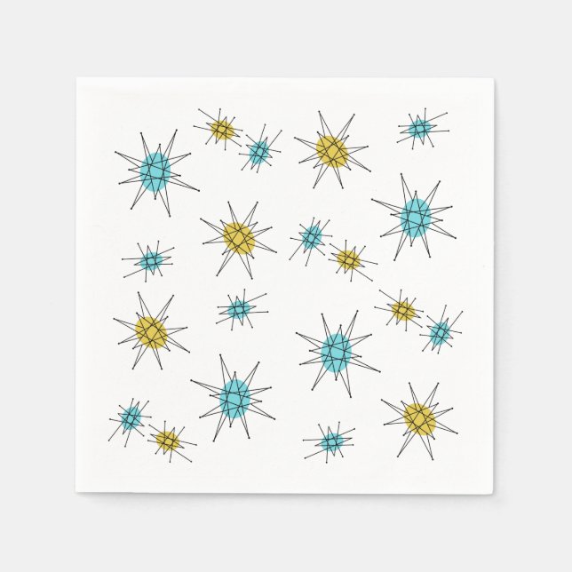 Mid Century Modern style, Atomic Starburst Napkin (Front)