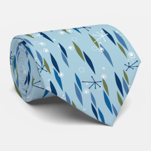 Mid-century Modern style Blue and Green Starburst Tie