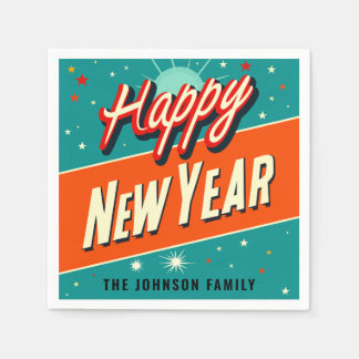 Mid-Century Modern Style Happy New Year  Napkin