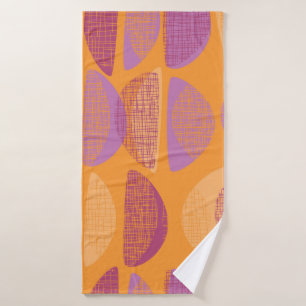 Mid century modern style illustration pattern bath towel