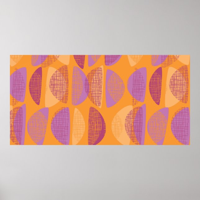 Mid century modern style illustration pattern poster (Front)
