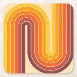 Mid Century Modern Style Square Paper Coaster<br><div class="desc">Retro Futuristic Mid Century Geometric Double Arch Design in Earth Tones.</div>