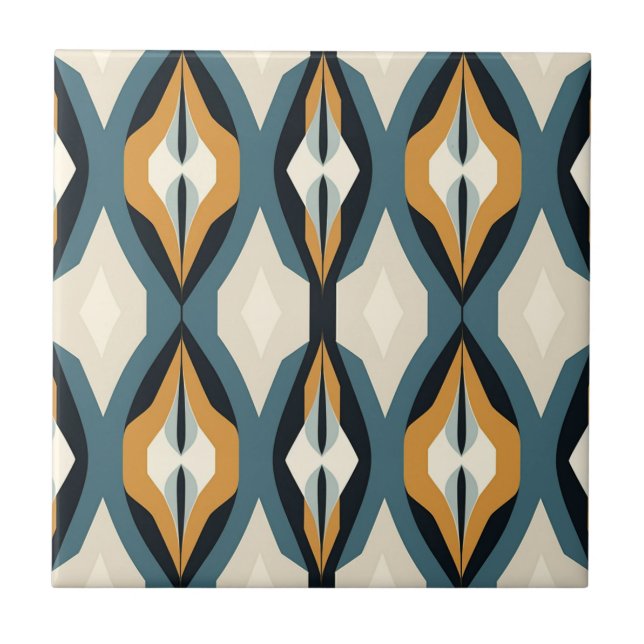 Mid-Century Modern Stylised Geometric Pattern Tile (Front)