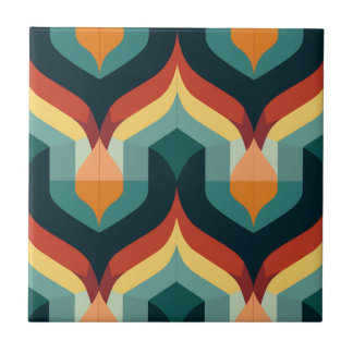 Mid-Century Modern Stylised Geometric Pattern Tile
