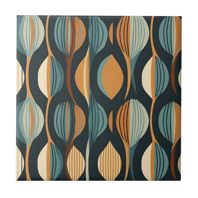 Mid-Century Modern Stylised Geometric Pattern Tile (Front)