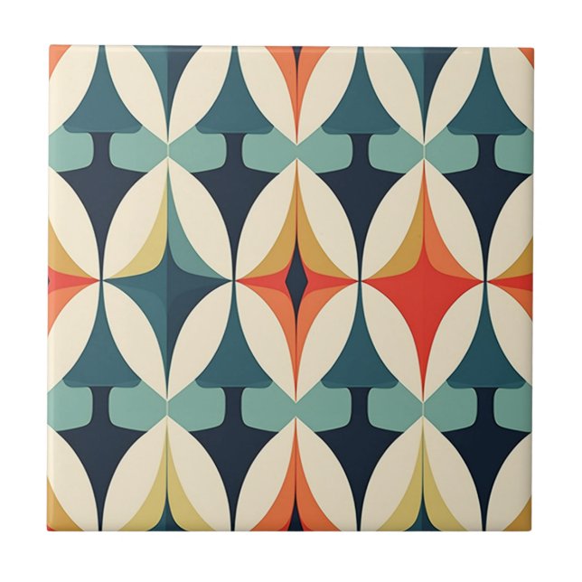 Mid-Century Modern Stylised Geometric Pattern Tile (Front)