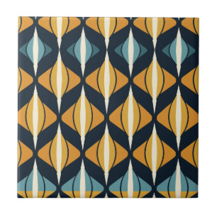 Mid-Century Modern Stylised Geometric Pattern Tile