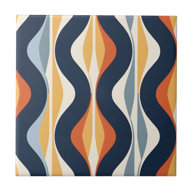 Mid-Century Modern Stylised Geometric Pattern Tile (Front)