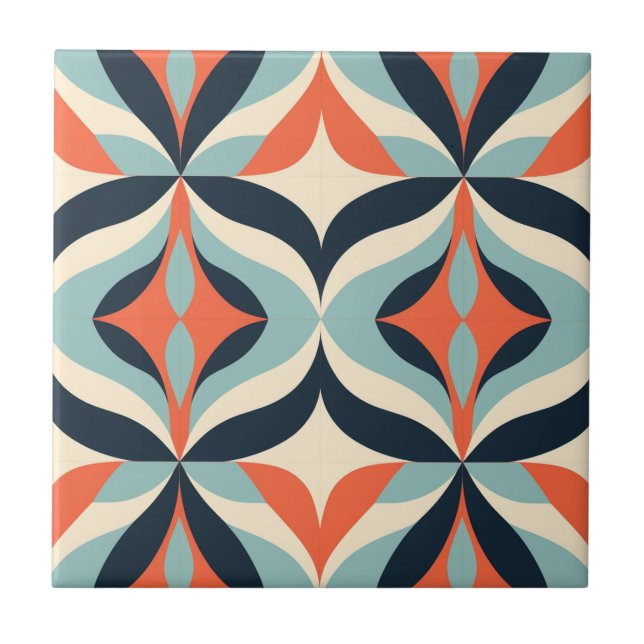 Mid-Century Modern Stylised Geometric Pattern Tile (Front)