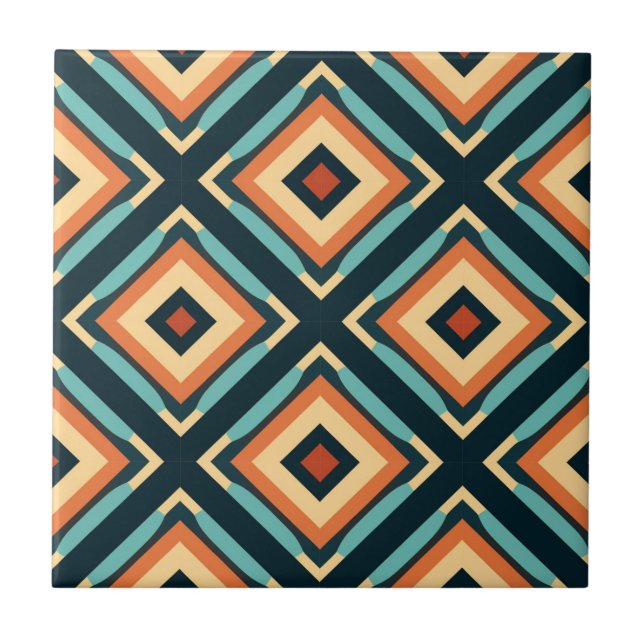 Mid-Century Modern Stylised Geometric Pattern Tile (Front)