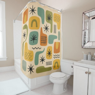 Mid Century Modern Summer Starburst Magic Pattern Shower Curtain