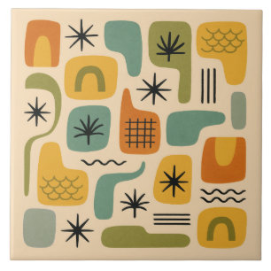 Mid Century Modern Summer Starburst Pattern Tile