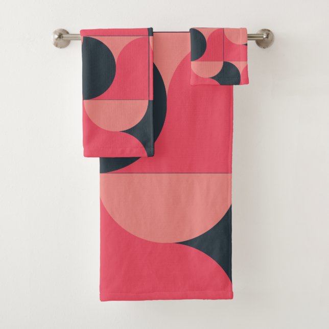 Mid-Century Modern Summer Sunset    Bath Towel Set (Insitu)