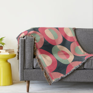 Mid-Century Modern Summer Sunset Throw Blanket