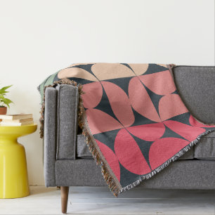 Mid-Century Modern Summer Sunset Throw Blanket