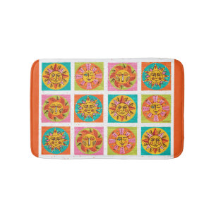 Mid Century Modern Sun Faces Dish Drainer - Bath Mat