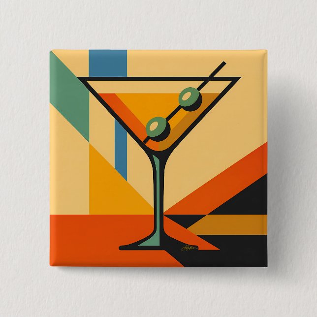Mid Century Modern Sunrise Bauhaus Martini 15 Cm Square Badge (Front)