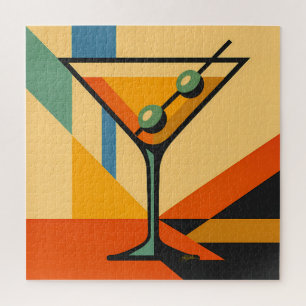 Mid Century Modern Sunrise Bauhaus Martini Jigsaw Puzzle