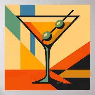Mid Century Modern Sunrise Bauhaus Martini Poster