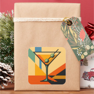 Mid Century Modern Sunrise Bauhaus Martini Square Sticker