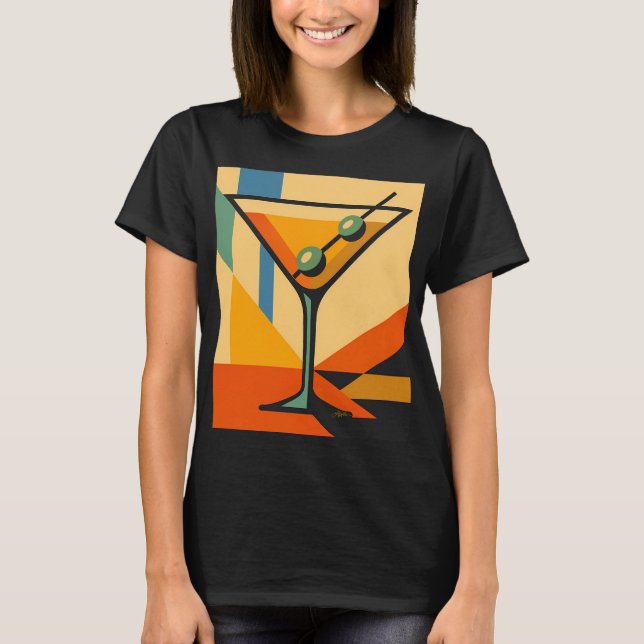 Mid Century Modern Sunrise Bauhaus Martini T-Shirt (Front)