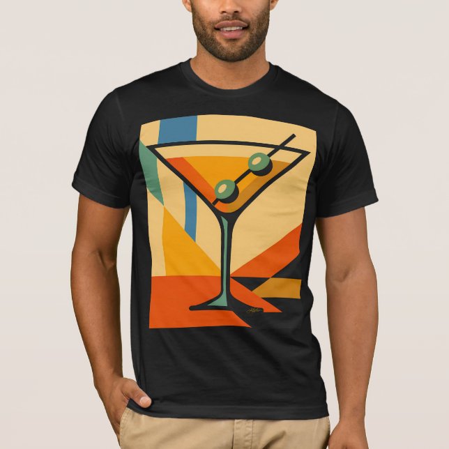Mid Century Modern Sunrise Bauhaus Martini T-Shirt (Front)