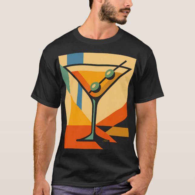 Mid Century Modern Sunrise Bauhaus Martini T-Shirt (Front)