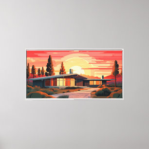 Mid-century Modern Sunset Canvas Print