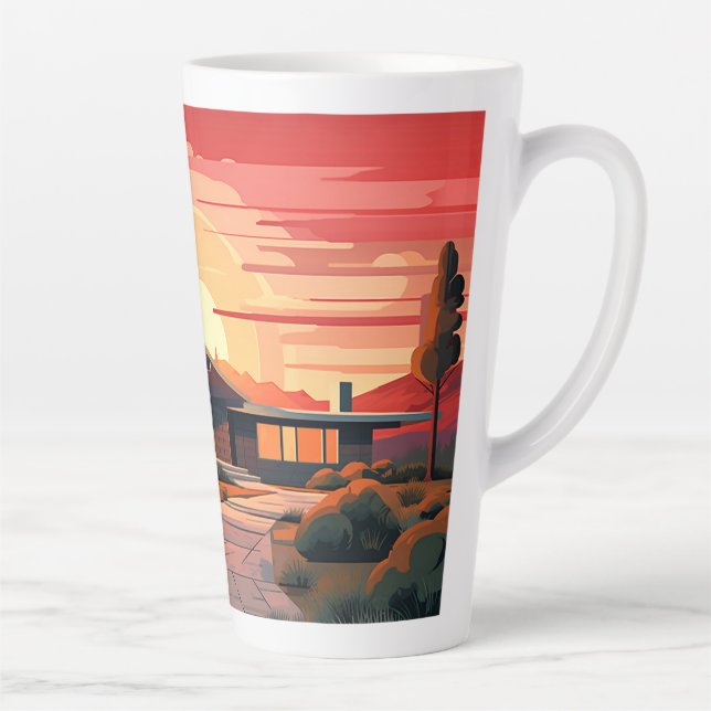 Mid-Century Modern Sunset Latte Mug (Right)