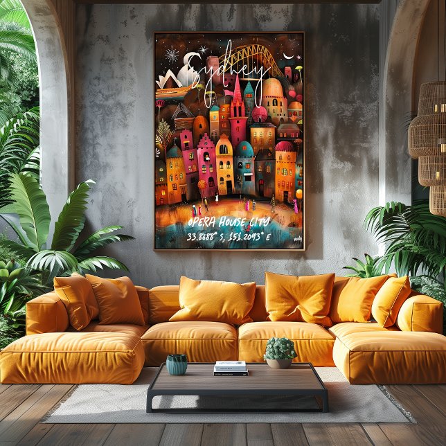 Mid-Century Modern Sydney – Vibrant Geometric Poster (Creator Uploaded)