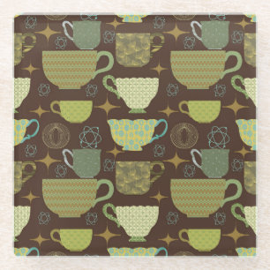 Mid Century Modern Teacup Brown Glass Coaster